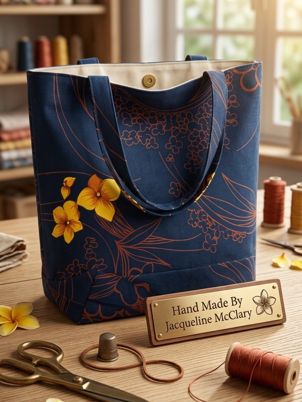 A beautiful handmade tote bag